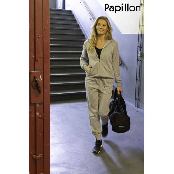 Afbeelding laden in galerijviewer, Papillon Sweat pants cuff dames grijs maat XL