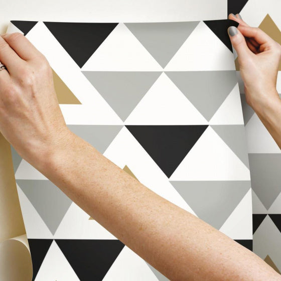 Afbeelding laden in galerijviewer, Roommates Behang Peel and Stick Geo.-T 503 cm vinyl grijs