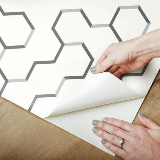 Afbeelding laden in galerijviewer, Roommates Behang Peel and Stick Geometric 503 cm vinyl grijs