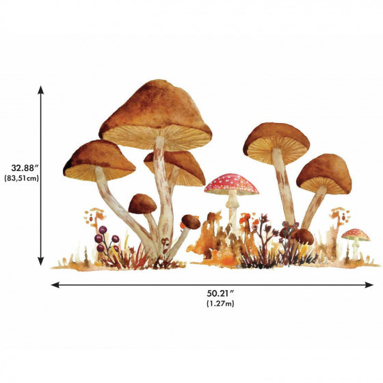 Afbeelding laden in galerijviewer, Roommates Muursticker Mushroom junior 83,51 x 127 cm bruin