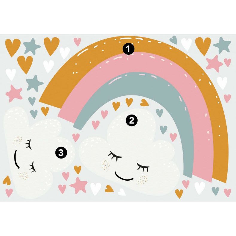 Afbeelding laden in galerijviewer, Roommates Muursticker Rainbow Hearts 112 cm vinyl 47-delig