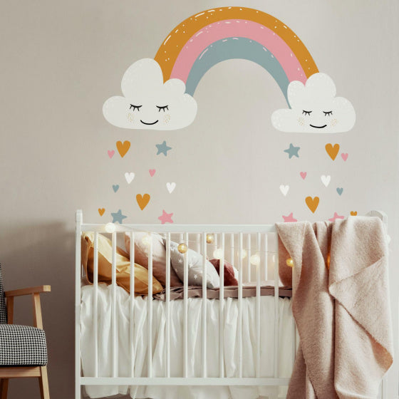 Afbeelding laden in galerijviewer, Roommates Muursticker Rainbow Hearts 112 cm vinyl 47-delig