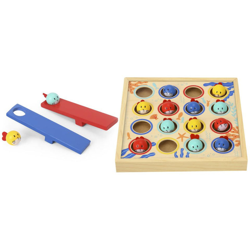 Afbeelding laden in galerijviewer, Tooky toy Flying Fish Diving Houten Behendigheidsspel 19-delig