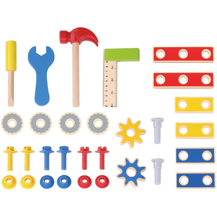 Afbeelding laden in galerijviewer, Tooky toy Educatieve Houten Speelgoed Werkbank 31-delig