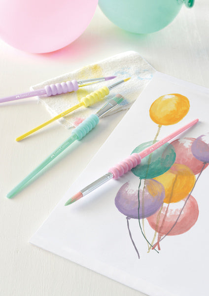 Afbeelding laden in galerijviewer, Faber castell fc-481620 penselenset soft touch 4 stuks pastel kleuren
