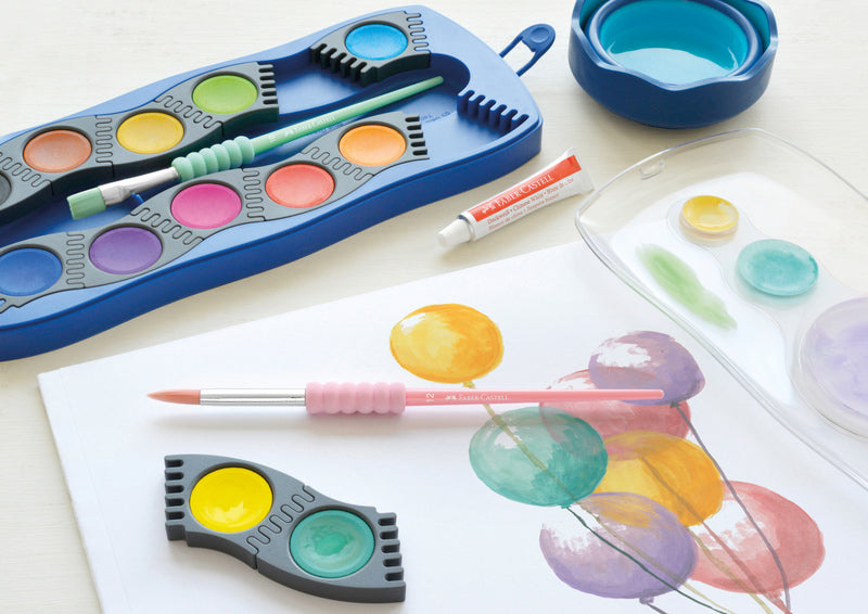 Afbeelding laden in galerijviewer, Faber castell fc-481620 penselenset soft touch 4 stuks pastel kleuren
