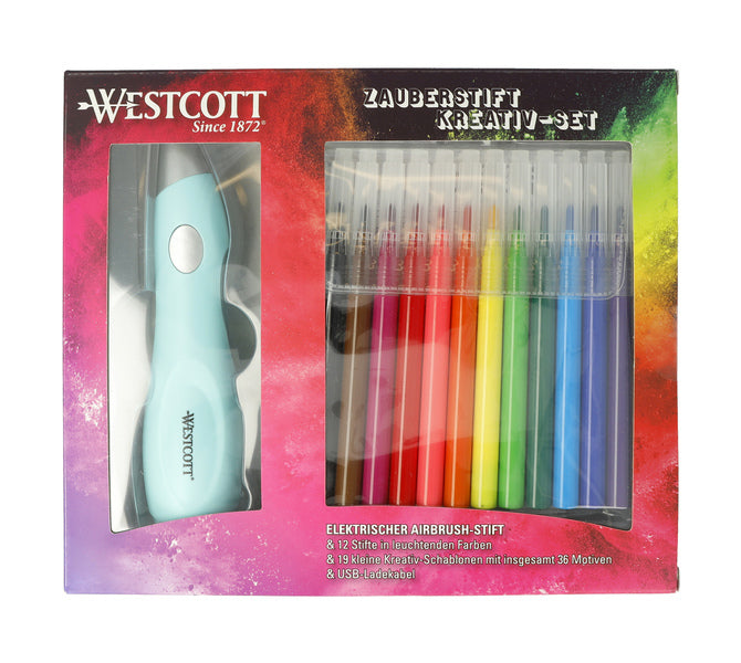 Afbeelding laden in galerijviewer, Westcott airbrush - set inclusief 12 stiften en 36 sjablonen - ac-e16800
