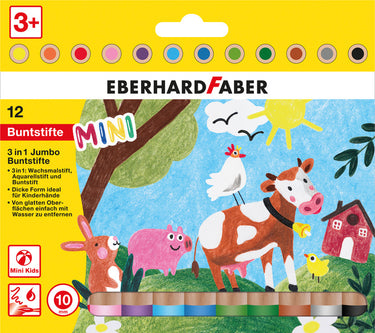 Eberhard faber kleurpotloden - minimaxi - 12 stuks - dikke kern - ef-518912