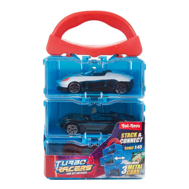 Toi-toys turbo racers opbergkoffer met 3st metalen auto 2ass