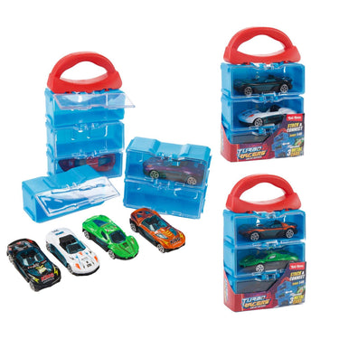 Toi-toys turbo racers opbergkoffer met 3st metalen auto 2ass