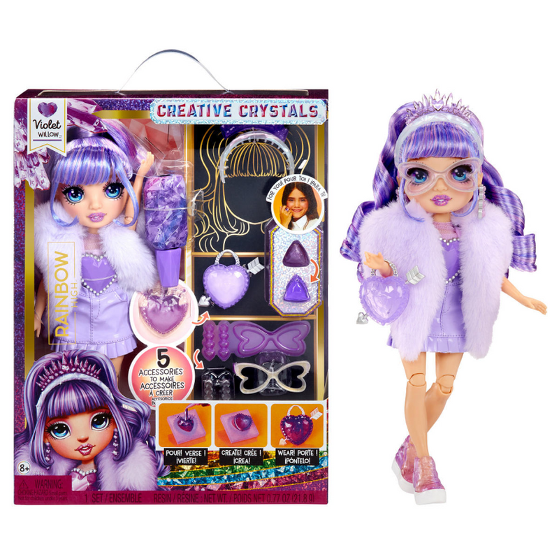 Afbeelding laden in galerijviewer, Rainbow high crystal fashion modepop - violet
