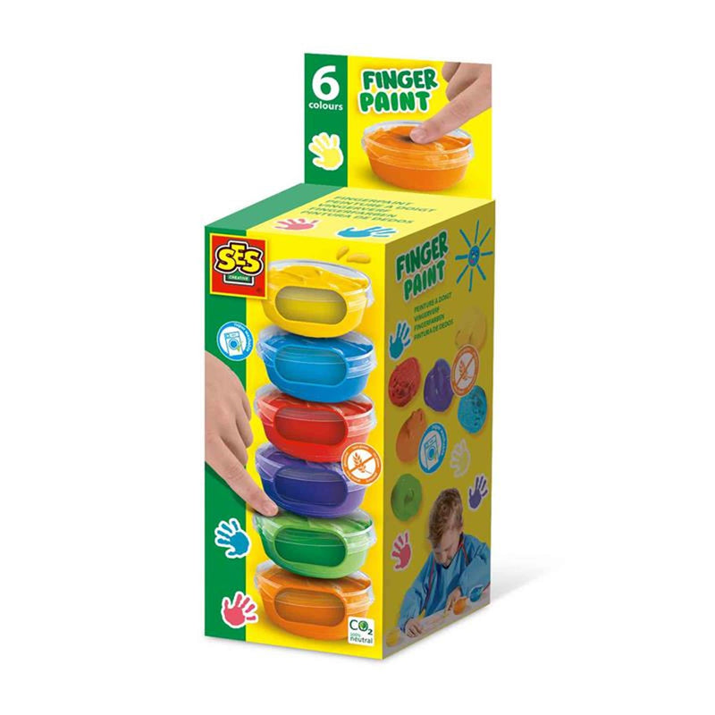 Afbeelding laden in galerijviewer, Ses vingerverf 6 kleuren x 45ml
