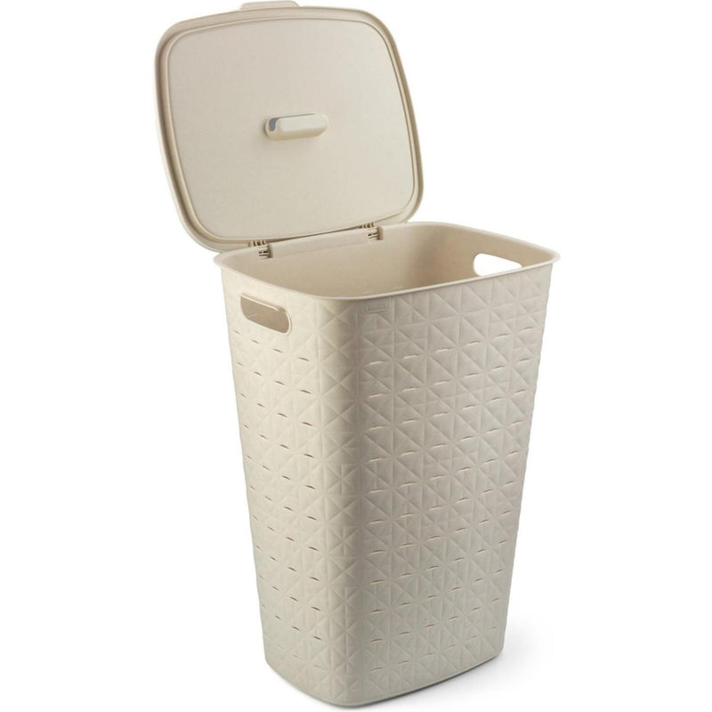 Afbeelding laden in galerijviewer, Curver softex wasmand met deksel 56l krijtwit 42x31,6x60cm
