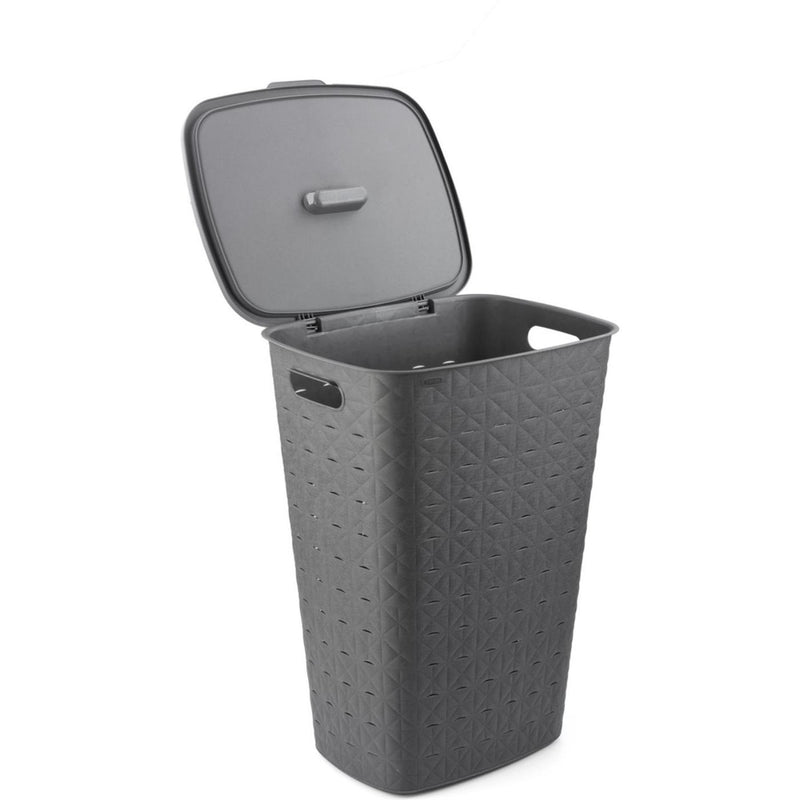 Afbeelding laden in galerijviewer, Curver softex wasmand met deksel 56l antraciet 42x31,6x60cm
