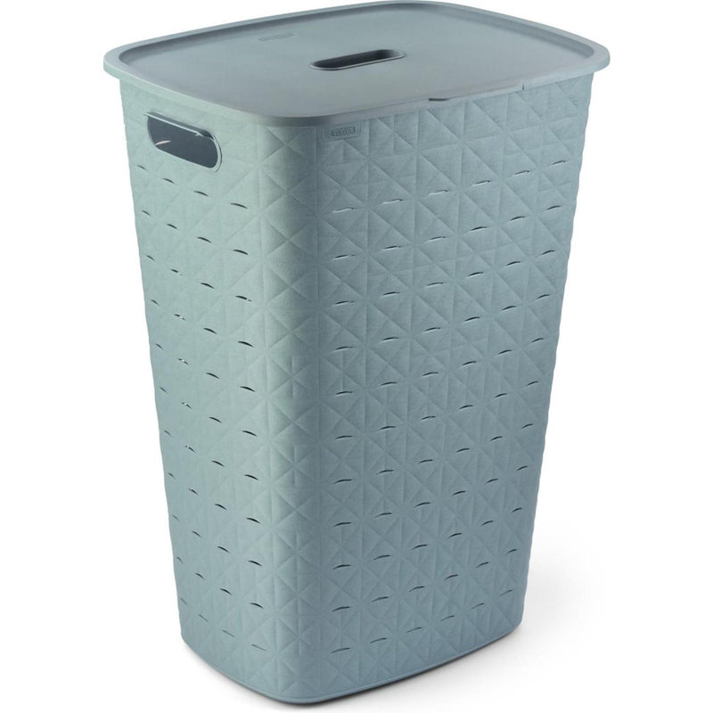 Afbeelding laden in galerijviewer, Curver softex wasmand met deksel 56l blauwgroen 42x31,6x60cm
