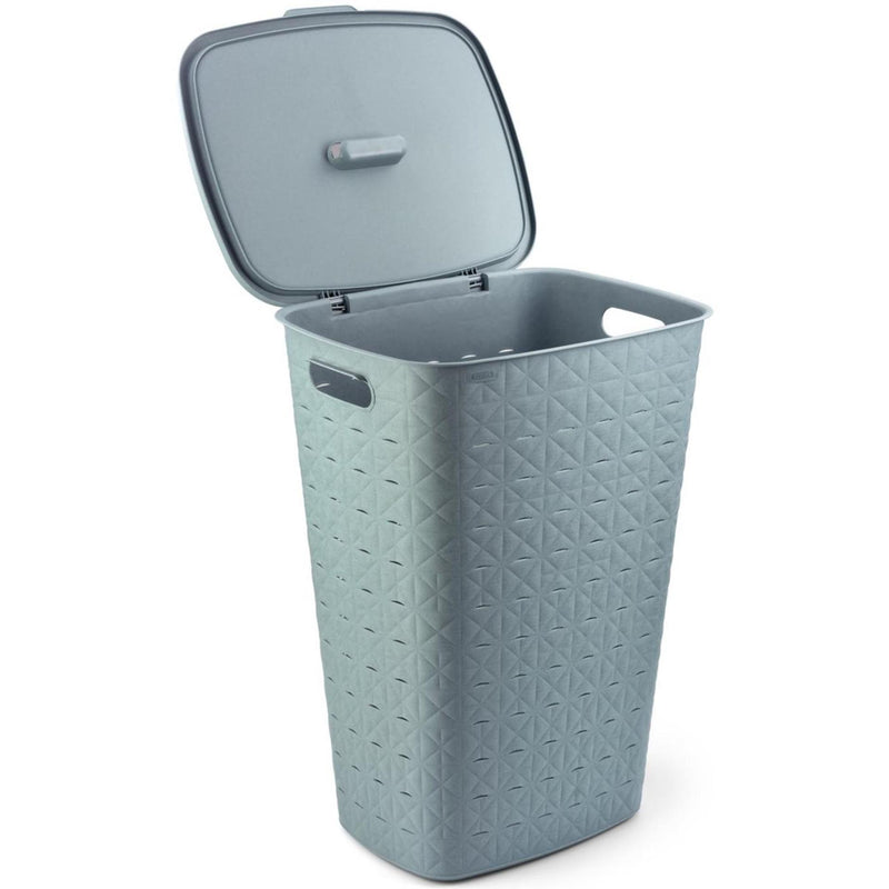Afbeelding laden in galerijviewer, Curver softex wasmand met deksel 56l blauwgroen 42x31,6x60cm
