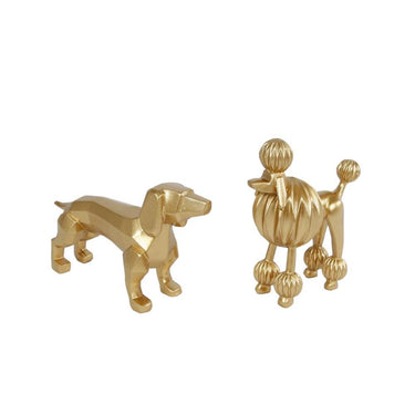 Cosydecor beeld hond kiki polystone 12x3,8x6,2cm goud