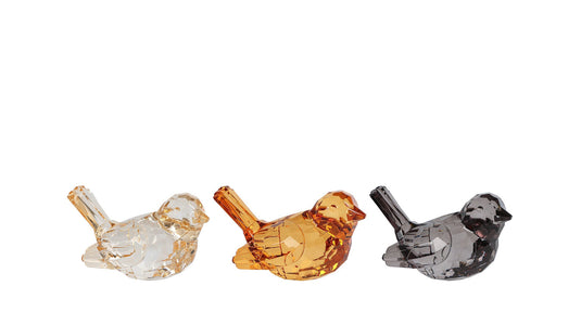 Sculptuur koolmeesje koper honing smoke 3 assortie acryl 8,5x5x5,5cm