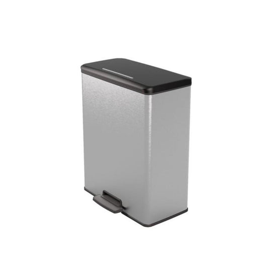 Curver deco bin duo pedaalemmer 26l+26l zilver metallic