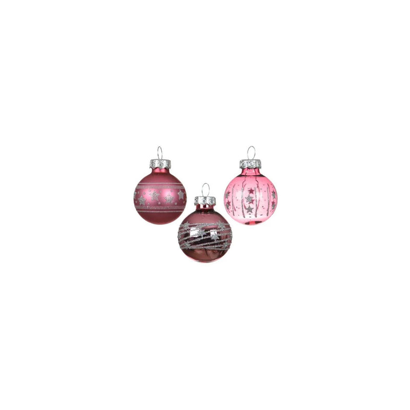 Afbeelding laden in galerijviewer, Decoris kerstballen glas roze ø3cm mix transparent shiny matt koker a 9 stuks
