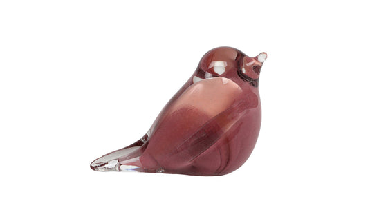Sculptuur bird oud roze glas 11x6x7,5cm