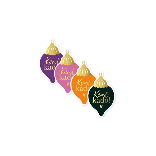 Kassaplan cadeau sticker kerst 40mm 250st wit goud