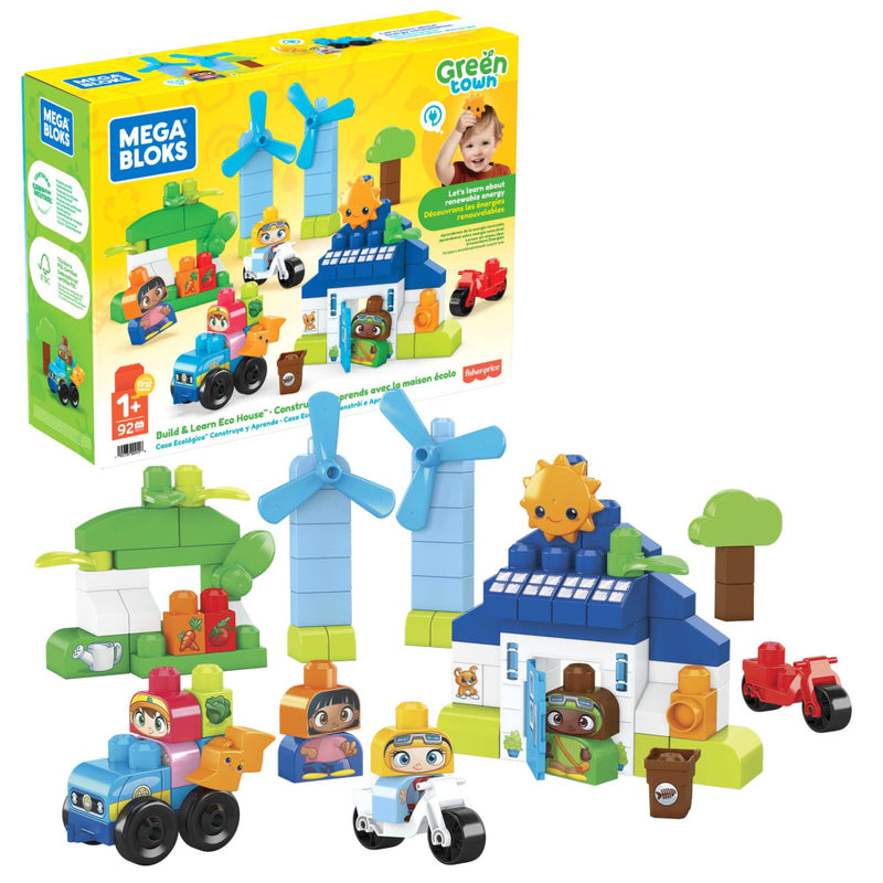 Afbeelding laden in galerijviewer, Mega bloks green town build en learn eco house
