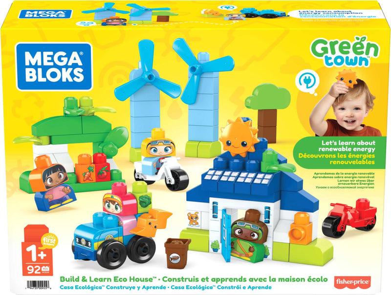 Afbeelding laden in galerijviewer, Mega bloks green town build en learn eco house
