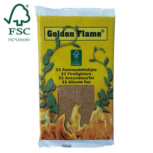 Golden flame aanmaakblokjes houtvezels bruin 32 stuks