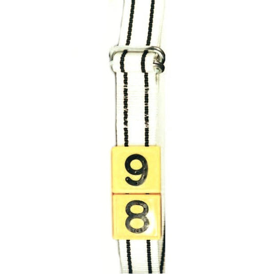 Producten riem nylon knelgesp 130cm wit zwarte strepen