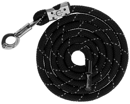 Producten halstertouw reflective black silver paniekhaak