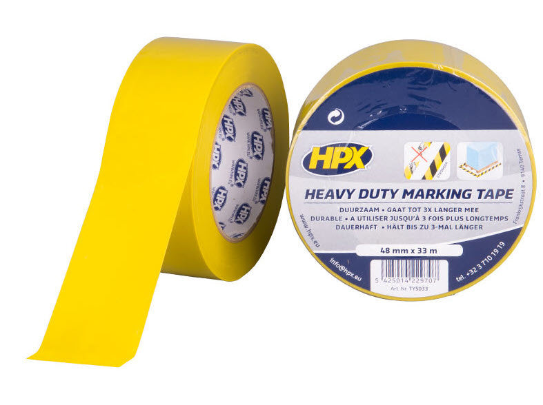 Afbeelding laden in galerijviewer, Hpx producten zelfklevende afzettape heavy duty geel 48mm x 33m
