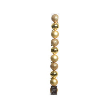 Decoris kerstballen licht goud van kunststof dia 6 cm 10-delig