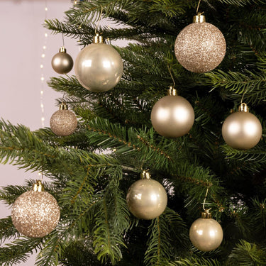 Decoris kerstballen kunststof licht goud mix van afwerkingen 30-delig