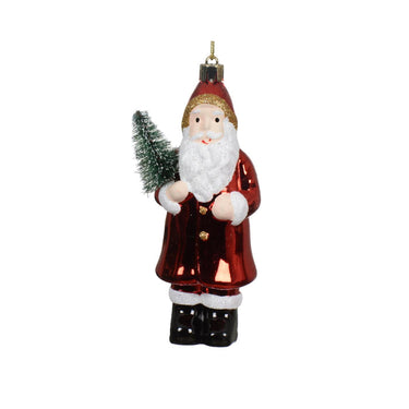 Decoris kersthanger kerstman kunststof kerst rood 15cm