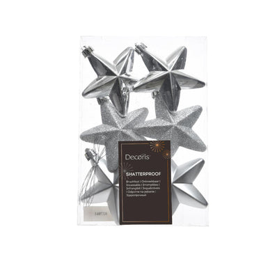 Decoris kersthanger kunststof zilver dia7,5cm 6-delig