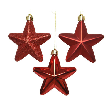 Decoris kersthanger kunststof rood dia7,5cm 6-delig