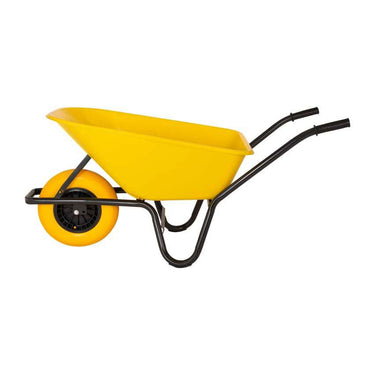 Mm producten kruiwagen 85l kunstst bak geel zwart ond ged nml wiel