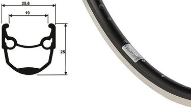 Velg 622x19c 32gts dubbelwandig ongebust rigida - ryde andra 10 zwart remvlak