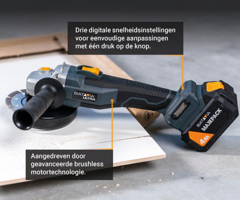 Afbeelding laden in galerijviewer, Batavia producten maxxpack 18v accu haakseslijper 125mm brushles body
