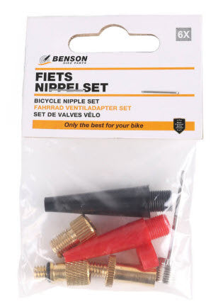 Producten fietspomp oppomp nippelset 6 delig