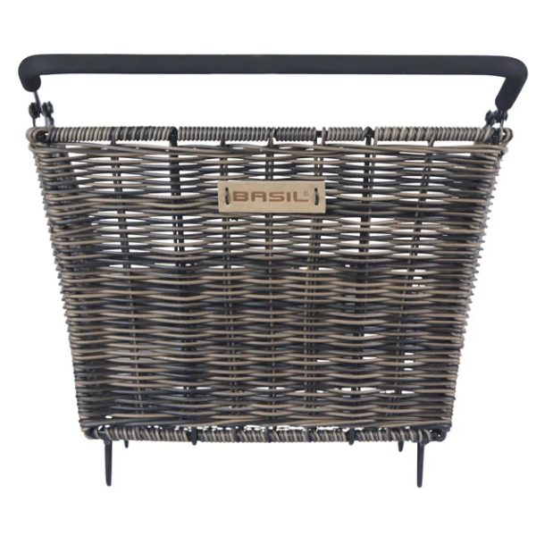 Afbeelding laden in galerijviewer, Basil fietsmand cento rattan look multi system 41 x 25 x 12 cm - bruin
