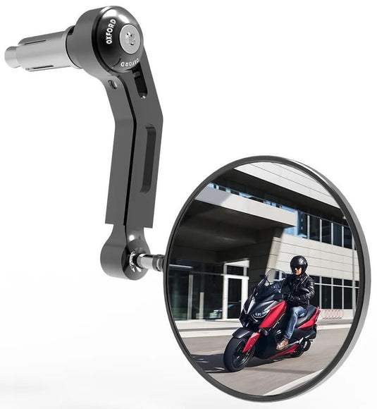 Oxford spiegel stuureinde premium-aluminium handlebar mirror aluminum black left