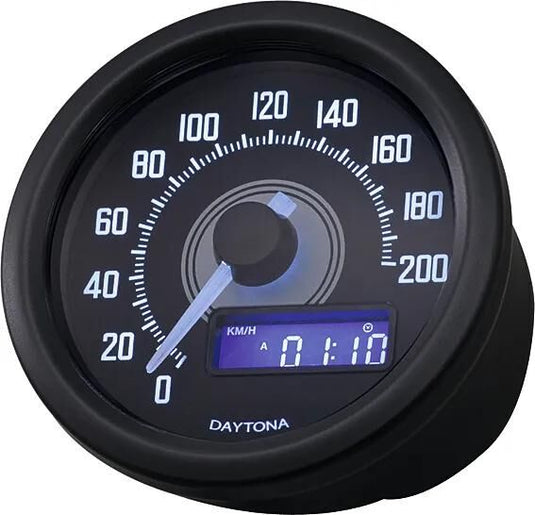 Daytona snelheidsmeter velona 60 dark speedometer velona dark,s led-white 200km h