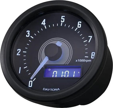 Daytona toerenteller velona 60 dark speed meter velona dark, led white 8000 rpm
