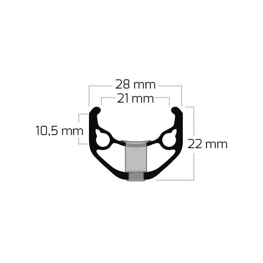 Ryde velg zac 421 28 29 622*21c aluminium - 36 gaats 14g - zwart geslepen