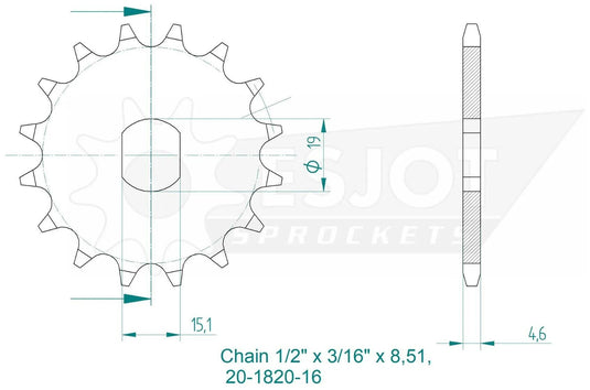 Esjot antriebsritzel 1820 sprocket 461 17z standard