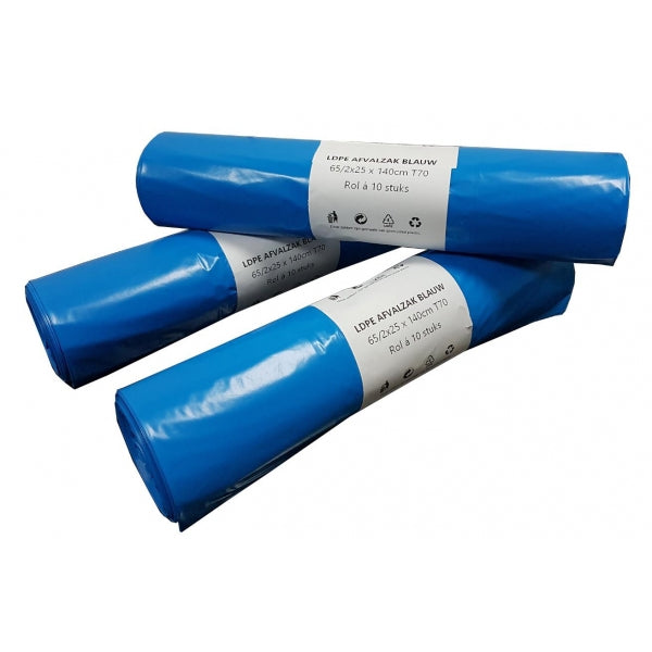 Afbeelding laden in galerijviewer, Producten containerzakken ldpe 65 25 x 140cm t 70 blauw 240ltr
