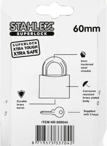 Producten hangslot superlock 60mm plus3sleutels