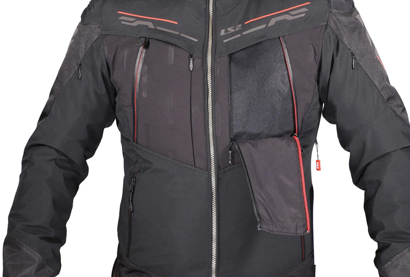 Afbeelding laden in galerijviewer, Ls2 jacke zirconium evo man jacket zirconium evo mens black red gr. xl
